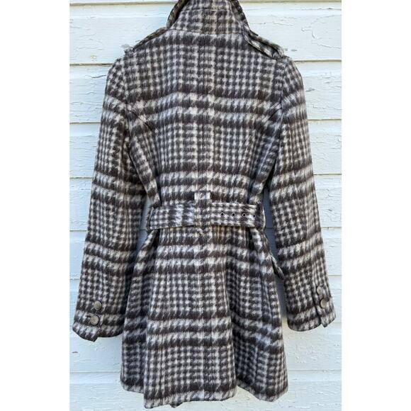 Laundry by Shelli Segal Trench Coat Sz 4 Houndstooth Check Tweed Preppy Business - Picture 2 of 7